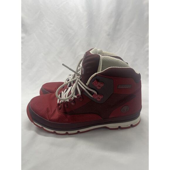 Timberland Euro Hiker Jacquard Medium Red Jacquard Mens Lace-Up Boots Size 13M - Picture 2 of 10